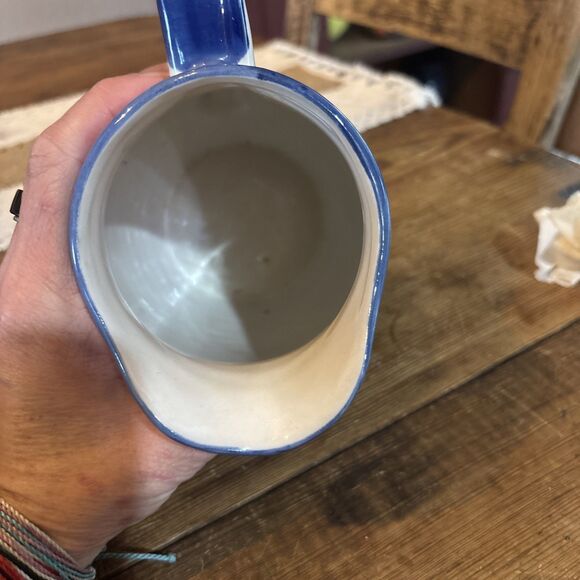 Vintage Alco Blue Rooster Ceramic Painted Pitcher - Picture 5 of 6